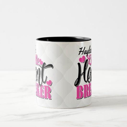 名前パーソナライズされたピンクの小さなハートブレーカー ツートーンマグカップ (中央)