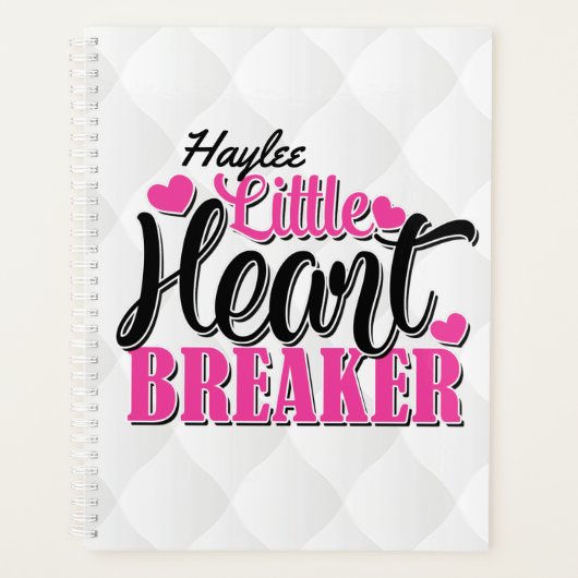 名前パーソナライズされたピンクの小さなハートブレーカー プランナー手帳 (正面)