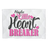名前パーソナライズされたピンクの小さなハートブレーカー 枕カバー (正面)