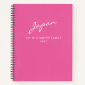 名前パーソナライズされたピンクの目的地の旅行仕訳帳 ノートブック (正面)