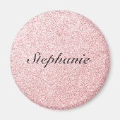 名前パーソナライズされたピンクグリッタースパークルスタイル マグネット (正面)