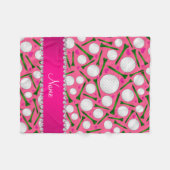 名前パーソナライズされたピンクゴルフボールティーハート フリースブランケット (正面(横))