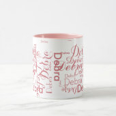 名前パーソナライズされたピンクタイポグラフィ ツートーンマグカップ (中央)