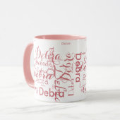 名前パーソナライズされたピンクタイポグラフィ ツートーンマグカップ (正面左)