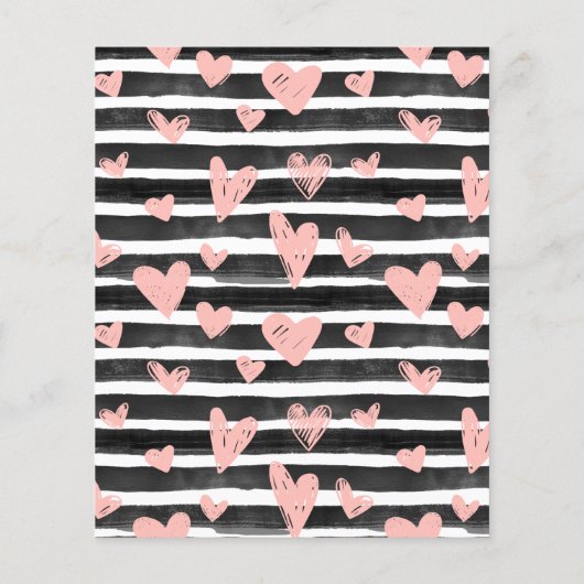 名前パーソナライズされたピンクハートひな形紙 (裏面)