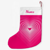 名前パーソナライズされたピンクハートクリスマスストッキング スモールクリスマスストッキング (裏面)