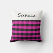名前パーソナライズされたピンクバッファロープレイドチェックパターン クッション (裏面)