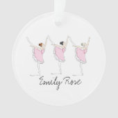 名前パーソナライズされたピンクバレリーナダンスガール オーナメント (正面)