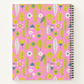 名前パーソナライズされたピンクフローラ学校事務所かわいい ノートブック (裏面)