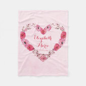 名前パーソナライズされたピンクベビーガールフローラモノグラム フリースブランケット (正面)