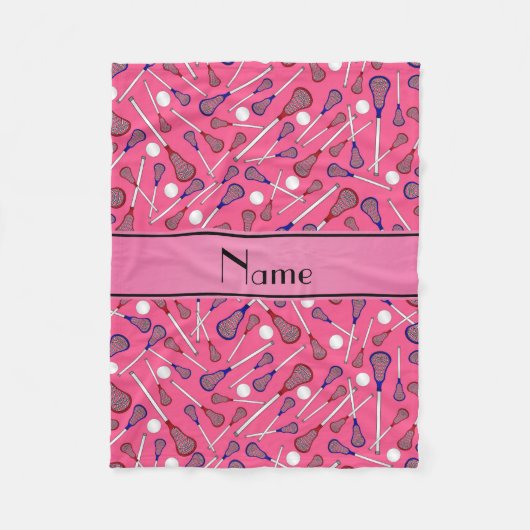 名前パーソナライズされたピンクラクロスパターン フリースブランケット (正面)