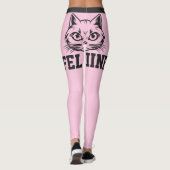 名前パーソナライズされたピンク灰色のストライプ可愛い猫ペット レギンス (裏面)