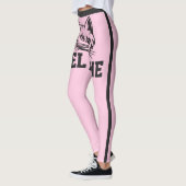 名前パーソナライズされたピンク灰色のストライプ可愛い猫ペット レギンス (左)