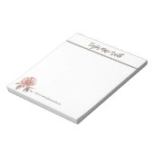 名前パーソナライズされたピンク牡丹フラワーメモ帳 ノートパッド (回転)