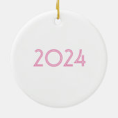 名前パーソナライズされたピンク百合花ベビー セラミックオーナメント (裏面)