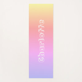 名前パーソナライズされたピンク薄紫黄色のサンセットカラー ヨガマット