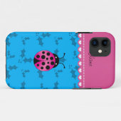 名前パーソナライズされたピンクladbug sky青いヒョウ Case-Mate iPhoneケース (裏面(横))