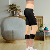 名前パーソナライズされたピーチブラックハイウェイストキャプリス カプリレギンス