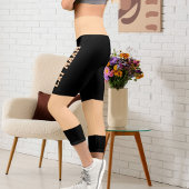 名前パーソナライズされたピーチブラックハイウェイストキャプリス カプリレギンス