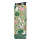 名前パーソナライズされたファーム動物キッズグよくはしゃぐリーン タンブラー (回転左)