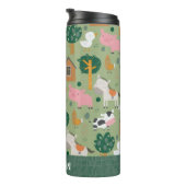 名前パーソナライズされたファーム動物キッズグよくはしゃぐリーン タンブラー (回転右)