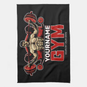 名前パーソナライズされたフィットネスホームジムウェイトリフティング キッチンタオル (縦)