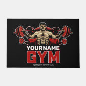名前パーソナライズされたフィットネスホームジムウェイトリフティング ドアマット (正面)