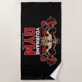 名前パーソナライズされたフィットネスホームジムウェイトリフティング ビーチタオル (正面)