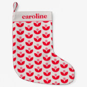 名前パーソナライズされたフェスティバルジオメトリピンクレッド スモールクリスマスストッキング (正面)