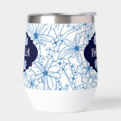 名前パーソナライズされたフェミニン青い花の模様 (左面)