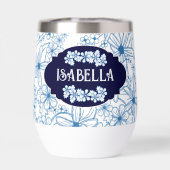 名前パーソナライズされたフェミニン青い花の模様 (背面)