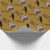 名前パーソナライズされたフォトエイジスポーツクリケット誕生日 ラッピングペーパー (角)