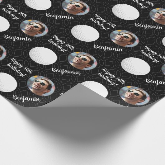 名前パーソナライズされたフォトエイジスポーツゴルフ誕生日 ラッピングペーパー (角)