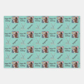 名前パーソナライズされたフォトエイジスポーツホッケー誕生日 ラッピングペーパーシート (正面)