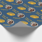 名前パーソナライズされたフォトエイジスポーツラグビー誕生日 ラッピングペーパー (角)