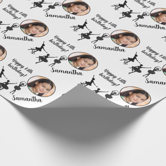 名前パーソナライズされたフォトエイジバレエ誕生日 ラッピングペーパー (角)
