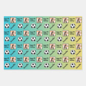 名前パーソナライズされたフォトスポーツサッカー誕生日 ラッピングペーパーシート (正面3)