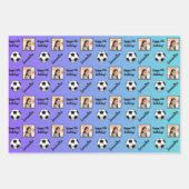 名前パーソナライズされたフォトスポーツサッカー誕生日 ラッピングペーパーシート (正面2)