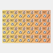 名前パーソナライズされたフォトスポーツサッカー誕生日 ラッピングペーパーシート (正面)