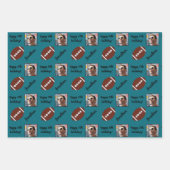 名前パーソナライズされたフォトスポーツサッカー誕生日 ラッピングペーパーシート (正面2)