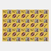 名前パーソナライズされたフォトスポーツサッカー誕生日 ラッピングペーパーシート (正面)