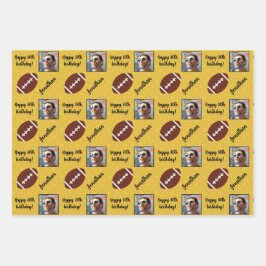 名前パーソナライズされたフォトスポーツサッカー誕生日 ラッピングペーパーシート