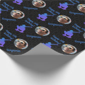 名前パーソナライズされたフォトスポーツスケートボード誕生日 ラッピングペーパー (角)