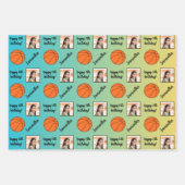 名前パーソナライズされたフォトスポーツバスケットボール誕生日 ラッピングペーパーシート (正面)