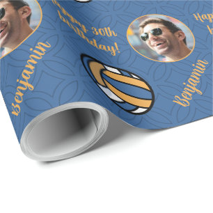 名前パーソナライズされたフォトスポーツバレーボール誕生日 ラッピングペーパー