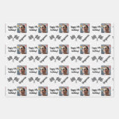 名前パーソナライズされたフォトスポーツ公式1誕生日 ラッピングペーパーシート (正面)