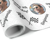 名前パーソナライズされたフォトスポーツ公式1誕生日 ラッピングペーパー (ロールコーナー)