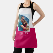 名前パーソナライズされたフォトピンク白モダン エプロン (インサイチュ)