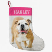 名前パーソナライズされたフォトピンク スモールクリスマスストッキング (正面)