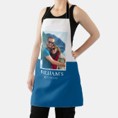 名前パーソナライズされたフォトブルー白モダン エプロン (インサイチュ)